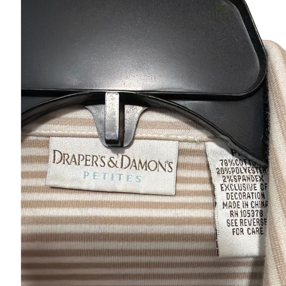 Drapers & Damons Petites Striped Knit Blazer Tan White Double Breasted Jacket PM - Picture 2 of 3